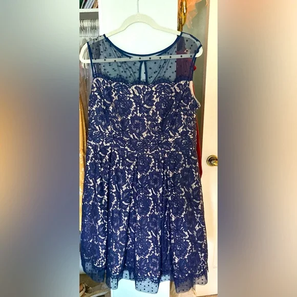 Nordstrom | Dresses | Nordstrom Navy Blue Formal Polka Dot Dress | Poshmark